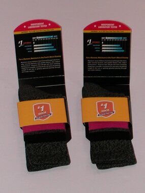 2 Pack Drymax Running Lite-Mesh Crew Socks Women's Small NWT Graphite/Pink/Black